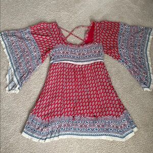 Free People Red and Blue Bohemian Dress